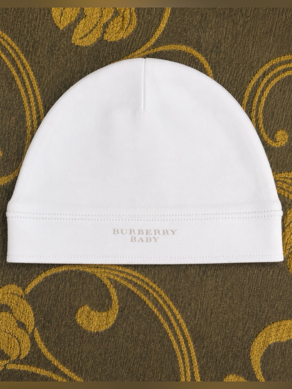 Burberry Baby White Cotton Beanie Hat | Size 6M | Luxury Baby